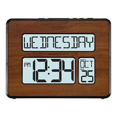 513-1419BL-WA La Crosse Technology Atomic Digital Wall Clock Backlight Open Box