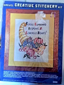 A Full Cupboard Bespeaks a Generous Heart Crewel Kit NEW Vogart Crafts 2305 - Picture 1 of 4