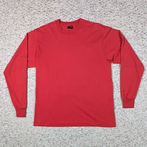 T-shirt Screen Stars Best bianca tinta unita rossa manica lunga vintage USA XL punto singolo - Foto 1 di 7