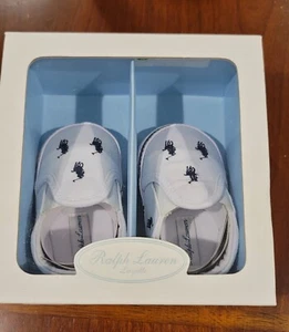 NIB Ralph Lauren Layette Baby Shoes Pony Allover Bal Harbour 0-3 M sz 1 - Picture 1 of 5