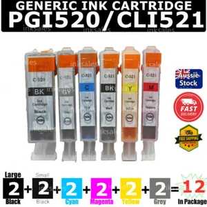 12x Generic Ink Cartridges PGI-520 CLI-521 For Canon PIXMA MX980 MX990 cli521 - Picture 1 of 8