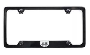 Jeep Logo Black License Plate Frame Holder 4 Hole - Picture 1 of 5