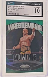 2024 Prizm WWE #15 Hulk Hogan WrestleMania Moments Green Prizm CGC 10 - Bild 1 von 11