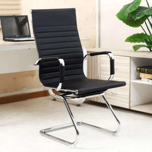 Executive Seat Waiting Room Guest Chair High Back Sled Base Black Office Chairs - Picture 1 of 11