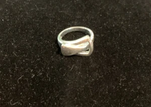 Vintage Modernist Cross Over Intersecting Ring Sz 7.75 Marked 925 *read - Foto 1 di 10