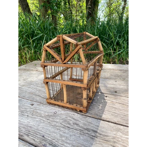 Vintage Wood Wire Critter/bird Cage Barn Shaped Primitive Rustic Cover