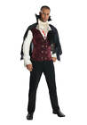 Vampire Costume Men's 3 Pc Burg & Ivory Patterned Vest/Shirt Cape & Medallion XL