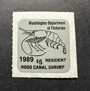 WTDstamps - 1989 WASHINGTON - State Resident Hood Canal Shrimp Stamp - MNH - Picture 1 of 2