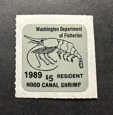 WTDstamps - 1989 WASHINGTON - State Resident Hood Canal Shrimp Stamp - MNH - Image 1 of 2