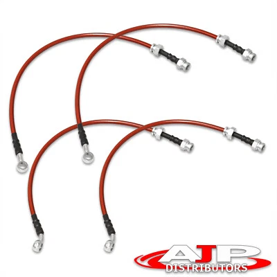 Red 4PC F+R Racing Stainless Steel Brake Line Kit For 1991-1994 Nissan Sentra NX Foto 1 de 4