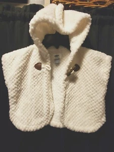 OLD NAVY 12-18mo Hooded Soft Fuzzy Cape Hoodie Overcoat Jacket - Picture 1 of 4
