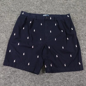 Polo Ralph Lauren Tyler Short Mens 40 Blue Pony Embroidered All Over Pleated - Picture 1 of 12
