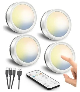 Rechargeable Puck Lights with Remote, 1600mAh Battery Operated Push Lights - Picture 1 of 8
