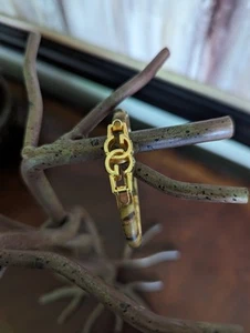 Vintage GUCCI Braun Schlangenleder Armband GG Logo Italy 24KT Vergoldet Schmuck - Bild 1 von 13