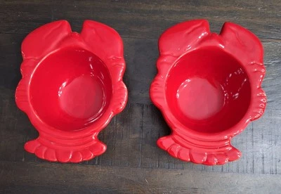 Vintage Harbor Breeze Red Crab Ramekin Butter Dish Set of 2 Shaped Ceramic 4 oz. - Image 1 of 4
