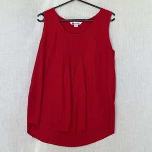Rockmans Red Linen Blend Sleeveless Pleated Front Top – Size 12 - Picture 1 of 8