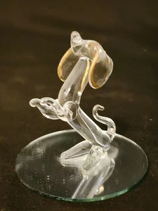 Estatuilla vintage de cristal de arte transparente Dachshund Weiner perro detalles dorados B12 - Imagen 1 de 12