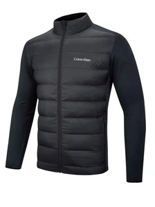 Calvin Klein Mens Black Quilted Full Zip Hybrid Jacket - Picture 1 of 2