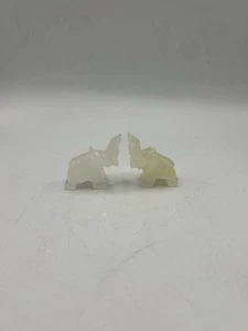 Set di 2 statuine elefante onice vintage pietra marmo intagliato a mano decorazione Messico - Foto 1 di 8