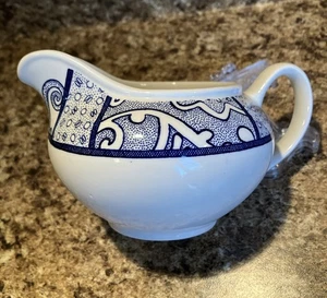 Pequeña crema vintage Habitat Blueprint hecha en Inglaterra azul blanco - Imagen 1 de 12