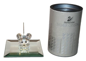 Estatuilla de ratón de granero de cristal SWAROVSKI caja de cola de bobina de resorte plateada certificado de autenticidad retirado - Imagen 1 de 16