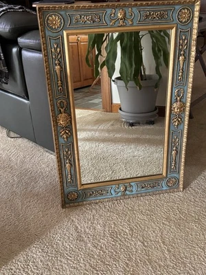 Turquoise and Gold Mid Century Mirror - Image 1 of 4