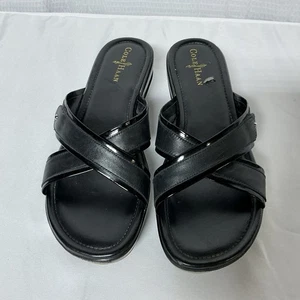 Cole Haan Women’s Sandals Size 10 B Black Leather NikeAir Strappy Wedge Slide - Picture 1 of 10