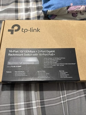 TP-Link TL-SL1218MP 16-Port 10/100Mbps + 2-Port Gigabit Unmanaged PoE Switch - Image 1 of 4