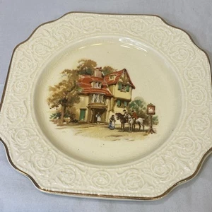 "Plato de pastel cuadrado vintage Crown Devon Coaching Days The Swan Inn Hereford 8,5""" - Imagen 1 de 9