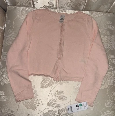 Suéter cárdigan rosa con ribete festoneado Carter's para niñas talla 6-6x Foto 1 de 2