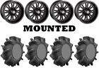Kit 4 Superatv Assassinator Tires 28X10-14 On Moose 399X Matte Black Wheels Fxt