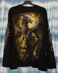 Spiral Direct Size Medium Oak Dragon Tribal Fantasy Long-Sleeved Top - Picture 1 of 4