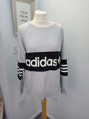 Adidas Women's Grey Black Classic Sweatshirt Size 12 (J47) • 14.83€