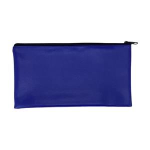 Blue Zippered Vinyl Bank Deposit Money Bag Cash Coins Organizer Pouch 11" x 6" - Picture 1 of 7