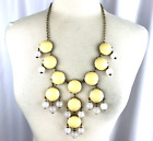 Ily Couture Bubble Necklace Long Bib Statement Chunky Yellow Cream Gold Tone