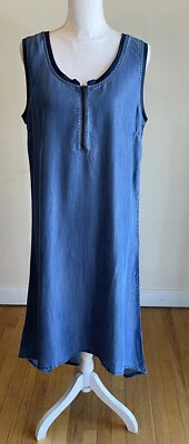 Maxi Vestido Denim & Co M Azul Cambray Sin Mangas Alto Bajo NUEVO SIN ETIQUETAS MODESTO BIN R Foto 1 de 4
