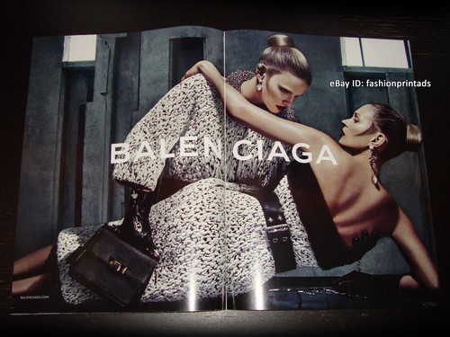 BALENCIAGA 2 pagine STAMPA ANNUNCIO autunno 2015 KATE MOSS Steven Klein LARA STONE