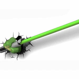 Hot 3D FX Deco LED Night Light Star Wars Yoda Hand with Lightsaber Death Star - Picture 1 of 14