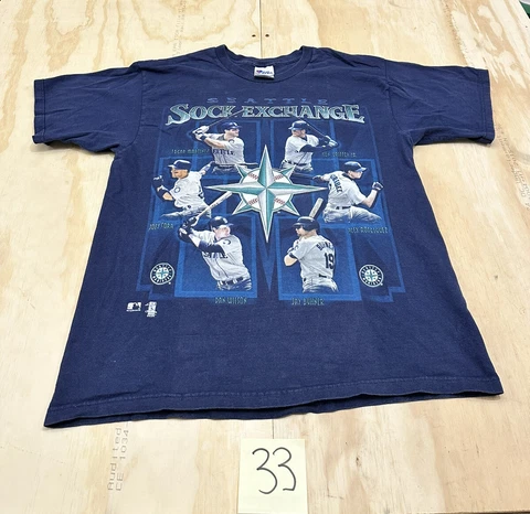 Vintage Seattle Mariners Row Griffey A Rod Buhner Edgar Large T Shirt Pro Player Cover