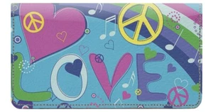 Retro Rainbows Designer Checkbook Cover, Credit Card Slots & Pen Loop - Picture 1 of 5