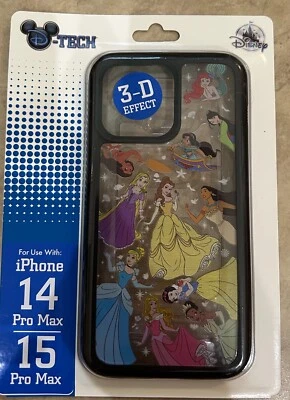 DISNEY PARK Princesses 3D D-Tech Negro iPHONE 14 y 15 Pro Max Funda Teléfono Foto 1 de 2