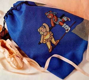 Teddy Bear Ballerina Ballet Shoe Bag Cross Stitch Pattern - Picture 1 of 3
