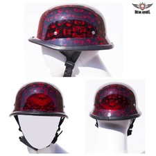 Motorcycle Padded Burgundy Skull Graveyard German Novelty Helmet Multiple Sizes