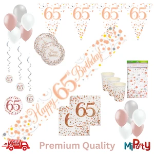 65. Geburtstag Roségold funkelnd Fizz Party Geschirr Partygeschirr und Dekoration - Bild 1 von 27