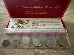 1988 Singapore Uncirculated 6 Coin Set With Box & COA - Picture 1 of 5
