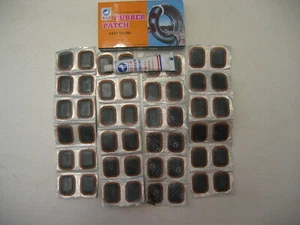 NEW 48 PATCHES PUNCTURE REPAIR  KIT WITH RUBBER CEMENT MOTORCYCLE BIKE AND MORE - Picture 1 of 1