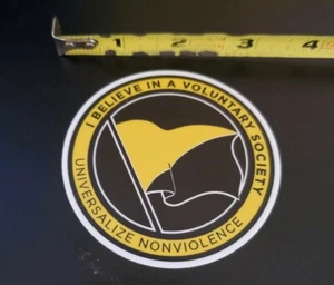 Pegatina de 3" Bandera de Anarcocapitalismo Pro Libertad 🙂 Sociedad Voluntaria Soberana  - Imagen 1 de 8