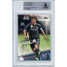 David Villa NYCFC Authentic Signed 16 Topps Finest MLS Black Jersey Card Beckett