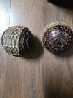 Brown and Black Ceramic Gazing Ball 13 Inches round Lot Of 2