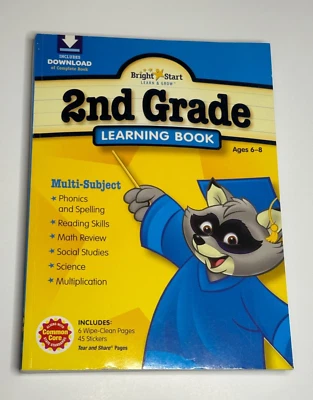 Bright Start MY 2ND Grade LEARNING BOOK, includes Stickers, 6 Wipe Clean pages - Image 1 of 4